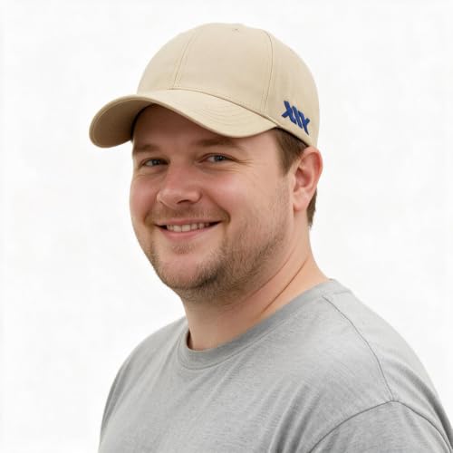 XXL Baseball Cap for Big Heads 23.6"-26.8" Adjustable Cotton Dad Hat - color: Khaki