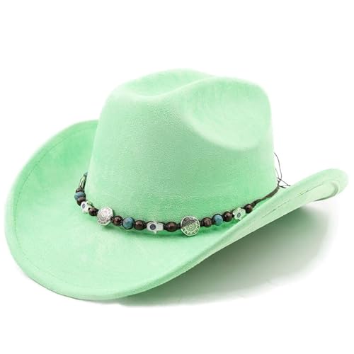 Lifup Western Cowboy Hat for Women Men Cowgirl Fedora Hat - color: Green