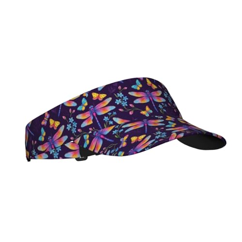 Funny Adjustable Sport Sun Visor Hat for Women Men - color: Dragonfly Garden Purple