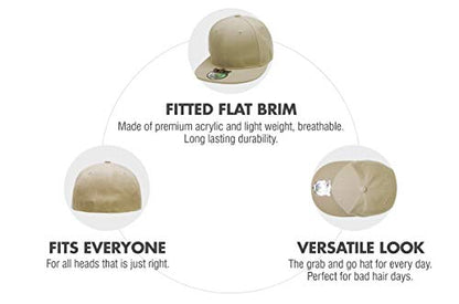 KBETHOS® Original 6 Panel Flat Brim True-Fit Fitted Cap - color: Khaki, size: 7 3/4