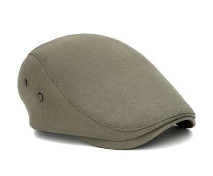 Quanhaigou Unisex Denim Newsboy Hats Flat Ivy Gatsby Cabbie Driving Berets Hat Cotton Dad Cap for Men Women - color: Solid Army Green