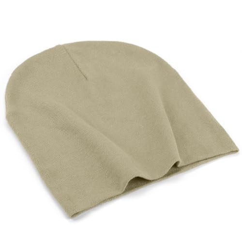 ROYBENS Thin 100% Cotton Beanie for Men Women Lightweight Slouchy Chemo Hat - color: 1pcs-khaki