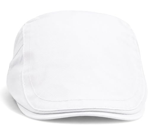 Initlove Mens Newsboy Cap Cotton Ivy Hat Beret Hats for Driving - color: B White