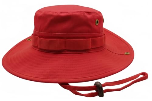 High Qualty Sun Hat 100% Cotton Size Adjustable Men Women Fishing Outdoor UPF 50+ Breathable Boonie Hat Summer UV Protection - color: Red