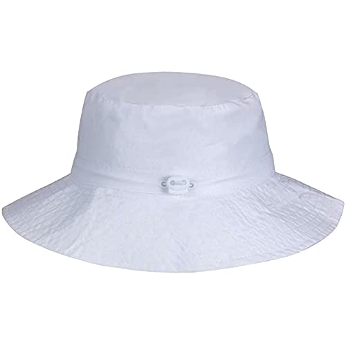 55cube Baby & Toddler Sun Hat UPF 50+ Bucket Hat with Chin Strap - color: 1pack White, size: 6-24 Months