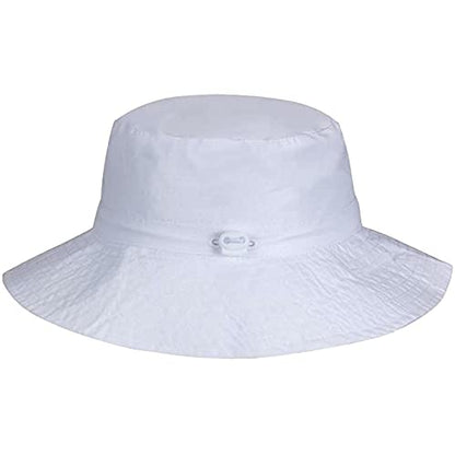 55cube Baby & Toddler Sun Hat UPF 50+ Bucket Hat with Chin Strap - color: 1pack White, size: 6-24 Months