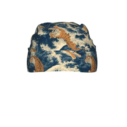 Adjustable Cycling Cap, Quick Dry Sports Bandana Skull Cap Helmet Liner - color: Waves Tiger
