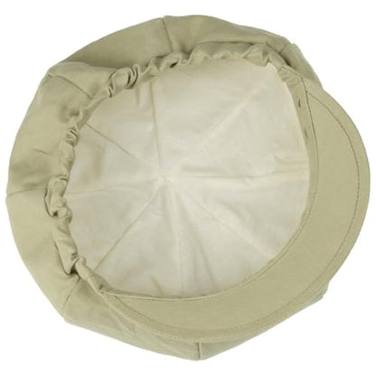 Lipodo Classic Baker Boy Cap Made in Italy Linen Cotton Ladies Elastic Band Spring Summer - color: Light Olive