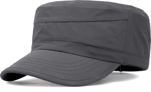 Cadet Army Cap Unisex Military Hat Adjustable Flat Top Cap Baseball Cap - color: Dark Grey
