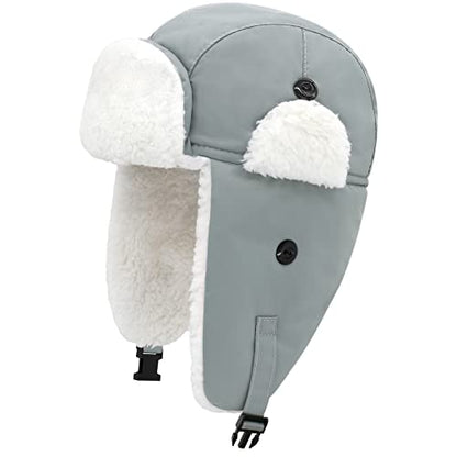Olreco Toddler Winter Hat Baby Winter Hat Warm Fleece Lined Kids Trapper Hats Toddler Hats for Boys Girls Kid Snow Essentials - color: Waterproof Light Grey, size: 2-5T