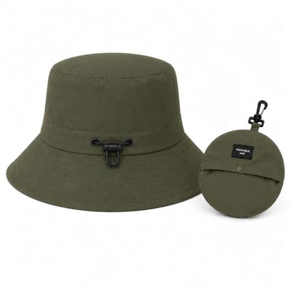 Packable Outdoor Bucket Hat – Lightweight Waterproof Quick-Dry Sun Hat for Hiking & Fishing - color: Green