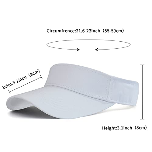 HH HOFNEN Sports Sun Visor Hats Cotton Adjustable Golf Caps for Men Women - color: #1b White