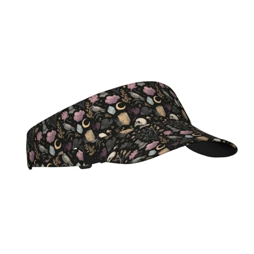 Sports Sun Visor Hat for Men Women, Adjustable Breathable Golf Tennis Cap - color: Magic Witch