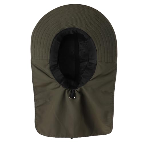 Falari Outdoor Sun Hat, Wide Brim with Neck Flap, Safari Hiking Gardening Fishing Hat - color: Army Green