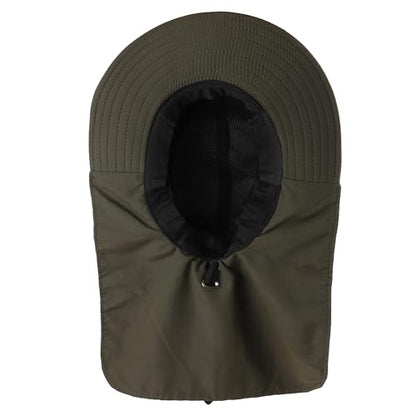 Falari Outdoor Sun Hat, Wide Brim with Neck Flap, Safari Hiking Gardening Fishing Hat - color: Army Green