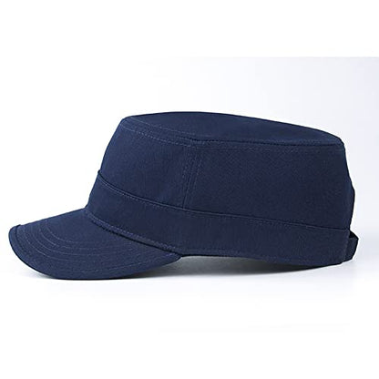 2 Pack Cadet Army Caps Flat Top Military Hats for Men Women - color: Navy Blue
