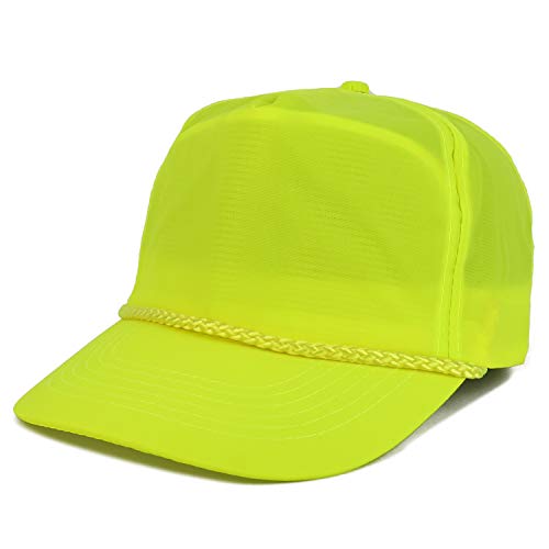 Armycrew 5 Panel Neon Color Nylon Crinkle Cap with Rope Band - color: Neon Yellow