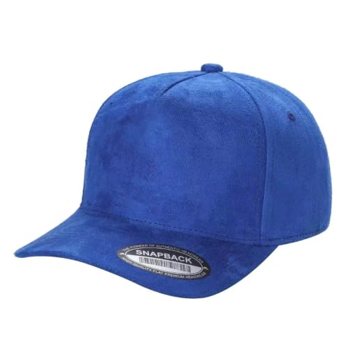 Plain Suede Snapback Hat 5 Panel Baseball Cap - color: Royal Blue
