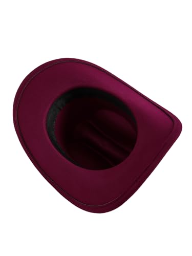 Verdusa Women's Western Cowboy Hat Rhinestone Wide Brim 2026 Cowgirl Hat - color: Burgundy