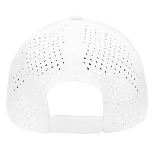 Gilbert Performance 5‑Panel Snapback Hat – Adjustable Flat Bill Cap, Breathable Mesh, Water‑Repellent Fabric, Unisex - color: White