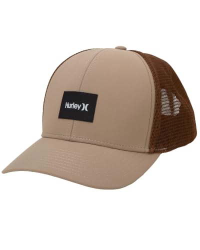 Hurley Mens Trucker Hat Fairway Mesh Trucker Hat, Quick Dry Snapback - color: Rustic Brown