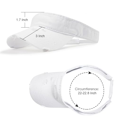 ANDICEQY Retro Ripped Sun Visor Hat, Baseball Sun Visors for Women and Men - color: Retro White