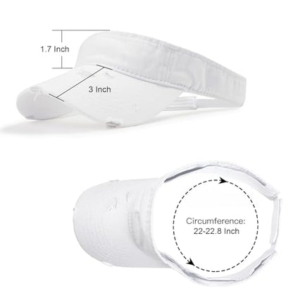 ANDICEQY Retro Ripped Sun Visor Hat, Baseball Sun Visors for Women and Men - color: Retro White
