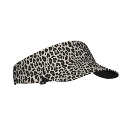 Unisex Sports Sun Visor Hats Adjustable Lightweight Packable Printed Empty Top Cap for Running Pickleball Golf Tennis - color: Light Grey Leopard