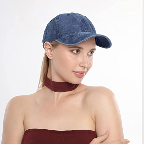 HH HOFNEN Baseball Cap Washed Cotton Unstructured Vintage Hat for Men Women - color: #1 Navy