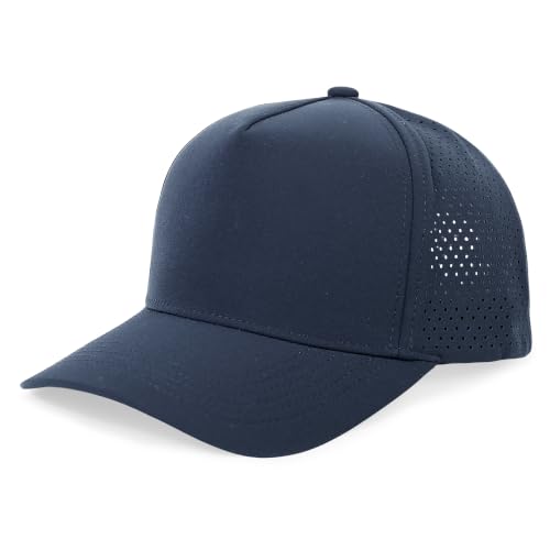 5 Panel Baseball Cap Quick Dry Mesh Snapback Hat for Women Men - color: Navy