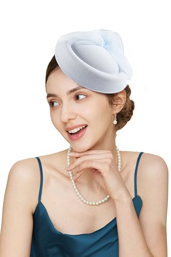 Gionforsy Fascinators Hats Pillbox Tea Party Fascinator Hats for Women - color: Light Blue