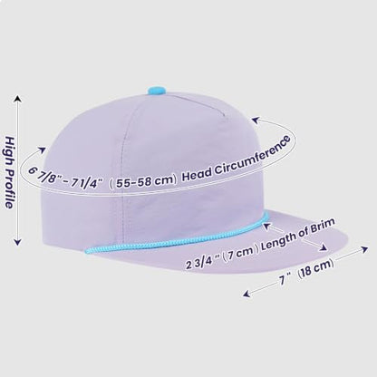 TOPTIE 5-Panel Rope Snapback Baseball Cap, Adjustable Flat Brim Hat, Quick Dry Soft Top Cap for Men Women Outdoor - color: White/Royal Blue