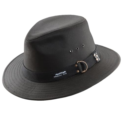 Panama Jack Men's Original Canvas Safari Sun Hat, UPF 50+ Sun Protection Cap, 2.5" Brim - color: Black, size: Small
