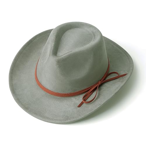 Suede Cowboy Hat for Women & Men Classic Western Hats - color: Olive