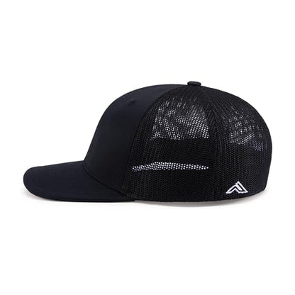 Pacific Headwear Unisex Adult Pacific Headwear Trucker Flexfit® Cap - color: Black, size: Small-Medium