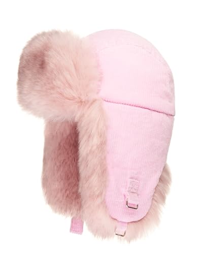 Futrzane Womens Corduroy Trapper Hat - color: Pink - Pink, size: Small