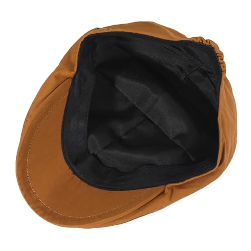 ZLYC Men Cotton Flat Cap Summer Scally Newsboy Beret Driver Hat - color: Solid Khaki