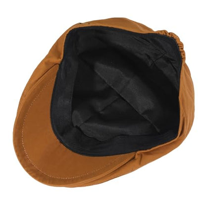 ZLYC Men Cotton Flat Cap Summer Scally Newsboy Beret Driver Hat - color: Solid Khaki