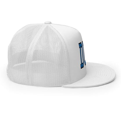 NG Duke Flat Bill Embroidered Trucker Hat High Crown Adjustable Cap - color: White