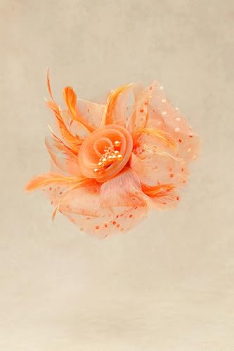 BABEYOND Fascinators Hats for Women Tea Party Flower Tulle Bead Derby Hat - color: Orange