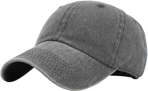 KBETHOS Classic Unisex Cotton Adjustable Low Crown Baseball Cap – Plain Dad Hat - color: Gray Pigment Dyed