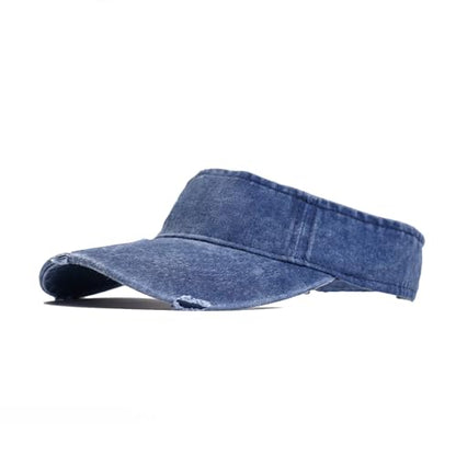 ANDICEQY Retro Ripped Sun Visor Hat, Baseball Sun Visors for Women and Men - color: Retro Navy