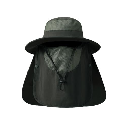 Men's Sun Hat Fishing Hat Boonie Hat UPF 50+ Wide Brim Outdoor Work Hat with Breathable Mesh and Chin Strap for Outwork - color: Blue