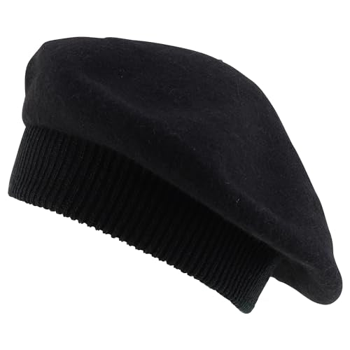 Trendy Apparel Shop Plain Solid French Wool Beret Hat - color: Black