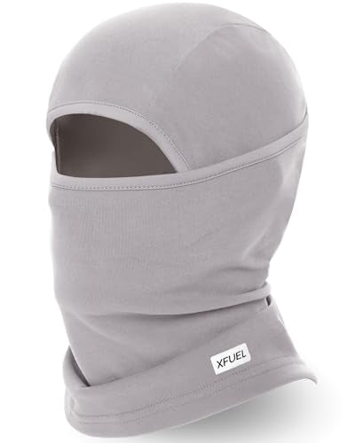 Winter Balaclava Ski Mask Warm and Fleece Full Face Cover for Men Women Cold Weather Skiing Motorcycle Neck Warmer - color: Light Gray