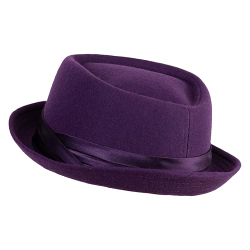 Big Size Wool Upbrim Pork Pie Fedora - color: Purple, size: X-Large-XX-Large