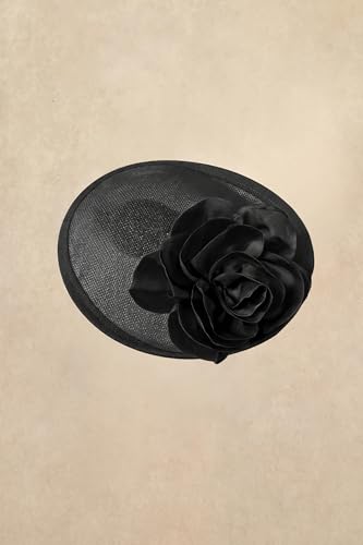 Coucoland Sinamay Flower Fascinators Hats for Women Pillbox Derby Headpiece - color: Black