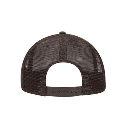 Ashen Fane 6 Panel Mid Profile Mesh Back Structured Trucker Adjustable Snapback Hat - color: Camo Dk.grn/Brn/Dk.brn