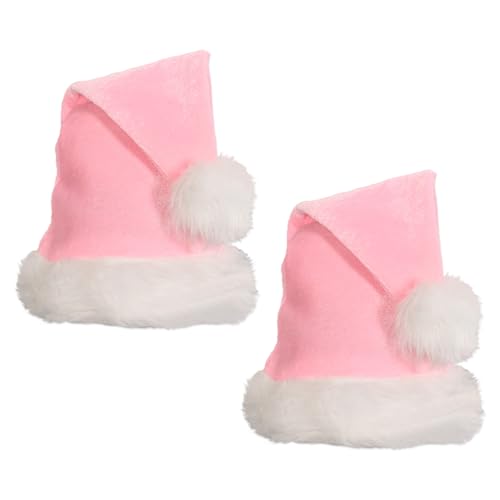 Beistle Plush Hats - Party Hats for Birthday & Holiday Theme Parties: Christmas - Santa - color: Light Pink - 2 Piece