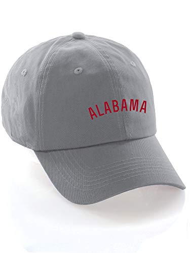 Daxton USA Cities Baseball Dad Hat Cap Cotton Unstructure Low Profile Strapback - color: Alabama Gray Red